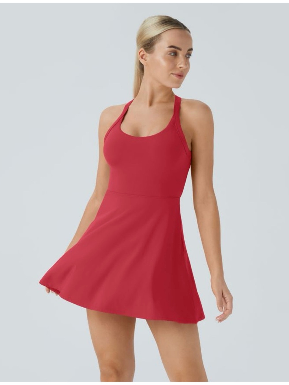 HALARA Backless Twisted Coral Pink Active Dress